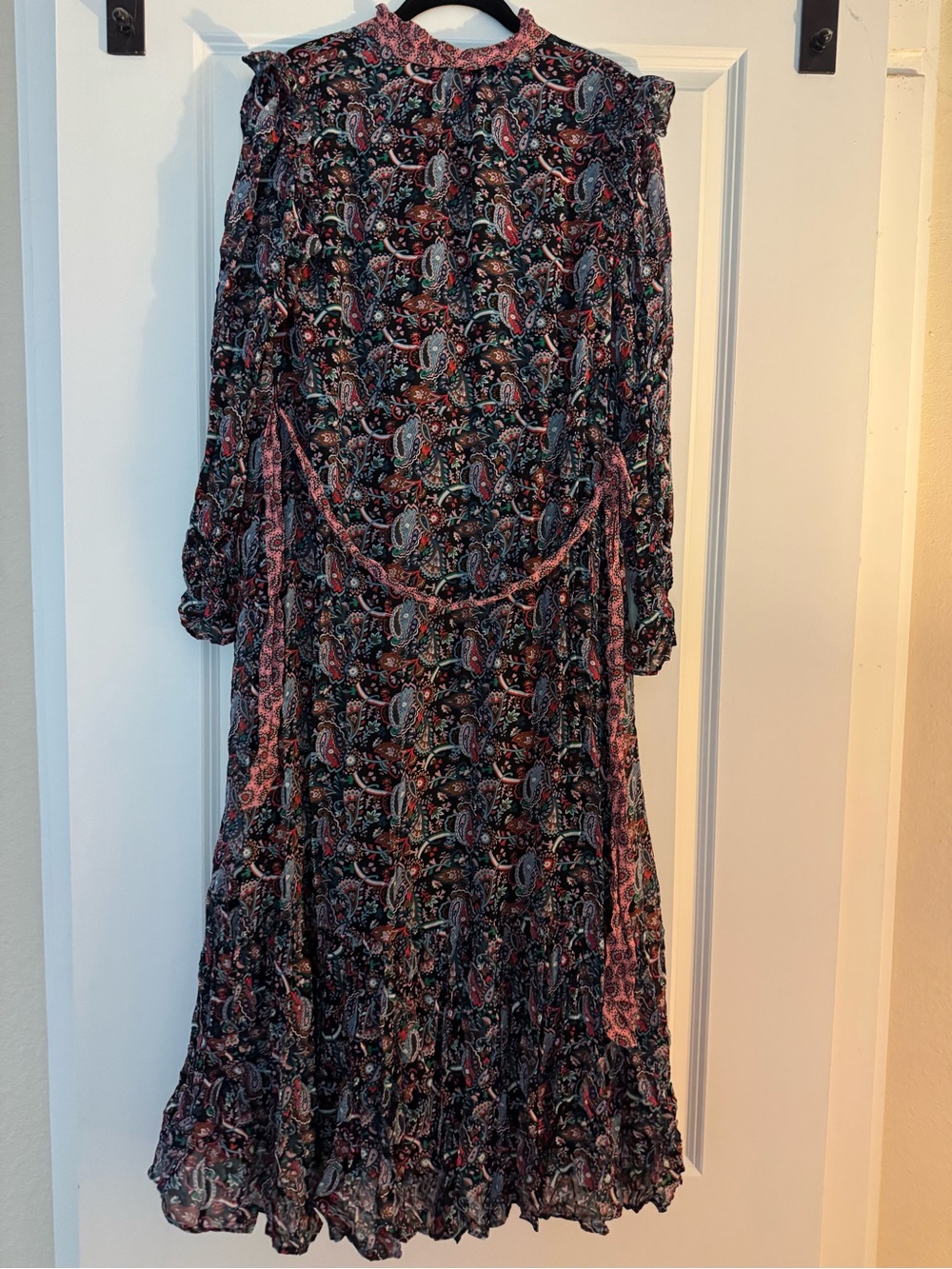 Boden Tie Belt Blue and Pink Paisley Maxi Dress size 6 - Picture 10 of 11